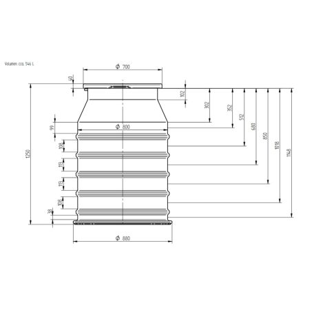 Tartály műanyag szennyvíz átemelő akna D800xL1500mm