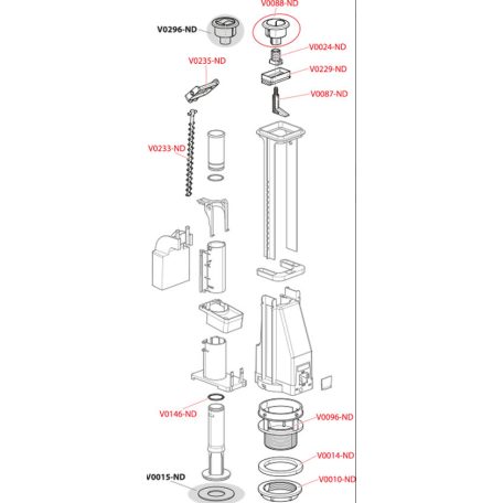 Alcaplast öblítőszelep monoblokkos wc-hez dupla gombbal 315-450mm A08A