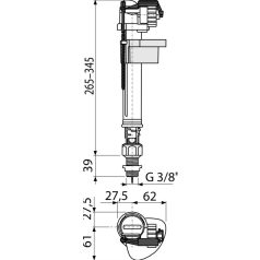   Alcaplast töltő szelep alsó, fém menetes 3/8'' A18-3/8