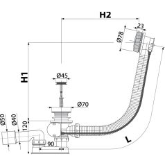   Alcaplast kádszifon automata bowdenes bronz-antik 6/4"-40