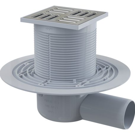 Alcaplast padlólefolyó oldalsó kifolyású, rozsdamentes, beltéri használatra 105×105/50 mm APV1321