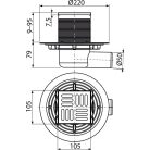 Alcaplast padlólefolyó oldalsó kifolyású, rozsdamentes, beltéri használatra 105×105/50 mm APV1321