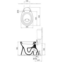   Alföldi BÁZIS WC csésze Alsó kifolyású, lapos öblítésű 4032 00 01