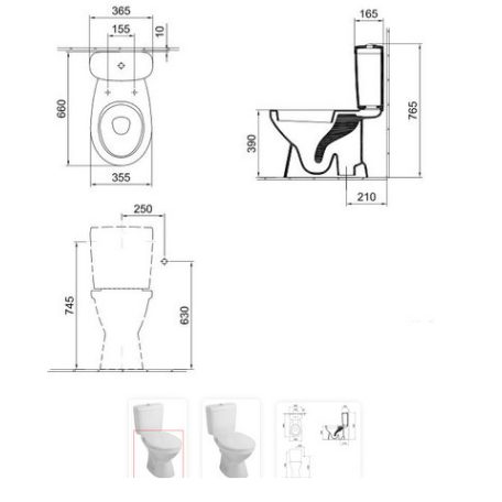Alföldi SAVAL WC csésze alsó kifolyású, mély öblítésű monoblokk 7090 09 01