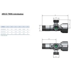   Arco Twin mosógéptöltő iker sarokszelep 1/2"-3/4"-3/4"