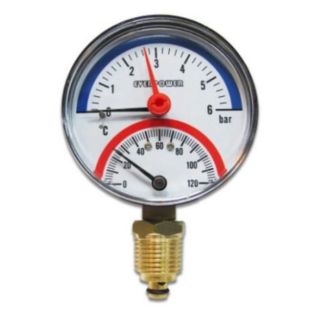 Termomanométer alsó 1/2" 6báros BAR-AT06L