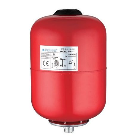 Tágulási tartály zárt fűtési   8L 110C/6bar EPDM BAR-VT8