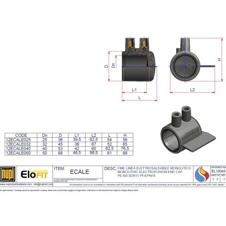 Kpe elektrofitting kupak  63 PE100 SDR11 E0100040063000000110