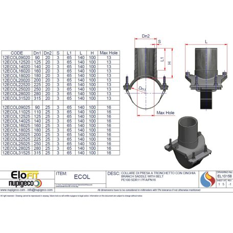 Kpe elektrofitting nyeregidom  90/ 63 PE100 SDR11 E0100130090006300110