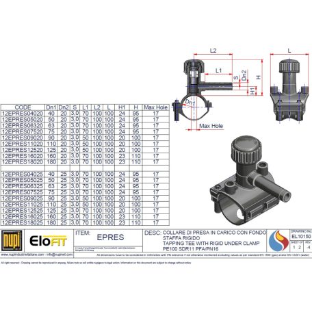 Kpe elektrofitting nyeregidom megfúrós  63/ 32 PE100 SDR11 E0100150063003200110
