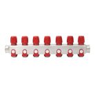 Osztó rozsdamentes szelepes piros 1"BB  7x3/4"KM