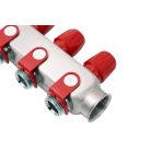 Osztó rozsdamentes szelepes piros 1"BB  8x3/4"KM
