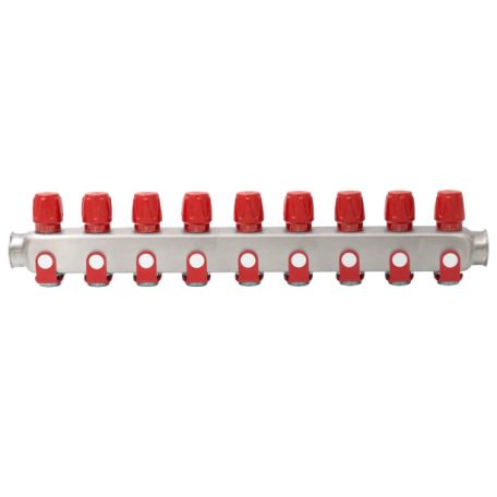 Osztó rozsdamentes szelepes piros 1"BB  9x3/4"KM