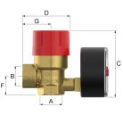 Flamco Perscomano biztonsági szelep 1/2" 2,5bar +manométer 27687