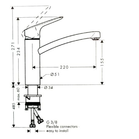 Hansgrohe Logis mosogató csaptelep, króm 71832000