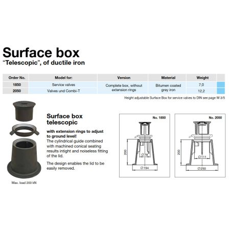 Hawle 2050-0000-00 Csapszekrény tolózárhoz teleszkópos  GG