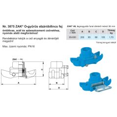   Hawle 3875-1442-30 O-gyűrűs elzáróbilincs-fej ZAK46 DN65-L500 PN16 GGG