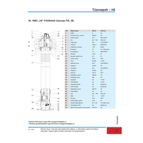 Hawle 5082-1667-10-LT Földfeletti tűzcsap FIX 2B h8 - LT DN 80 L1500 PN10