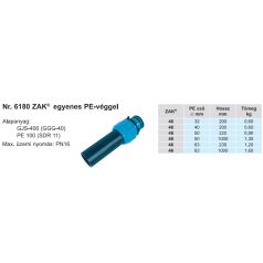   Hawle 6180-0709-30 ZAK46 egyenes fitting hegeszthető PE véggel D32 PN16 GGG