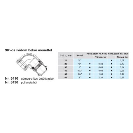 Hawle 6430-0300-30 ISO fitting könyökidom tok-belső menettel D20-1/2" 90° PN16 POM