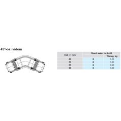   Hawle 6440-0900-30 ISO fitting ívidom tok-tok D40 45° PN16 GG