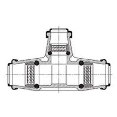  Hawle 6550-0500-30 ISO fitting T idom három tokkal D25 PN16 POM
