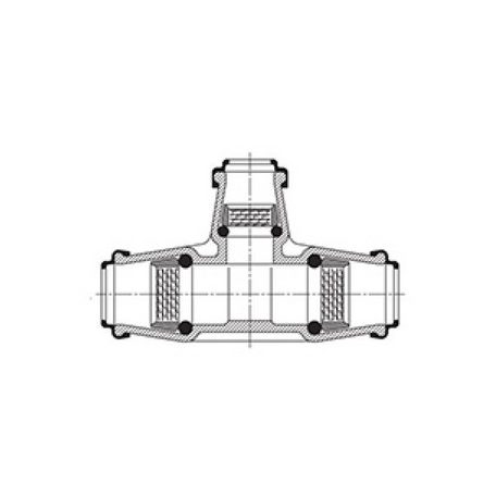 Hawle 6550-0700-30 ISO fitting T idom három tokkal D32 PN16 POM