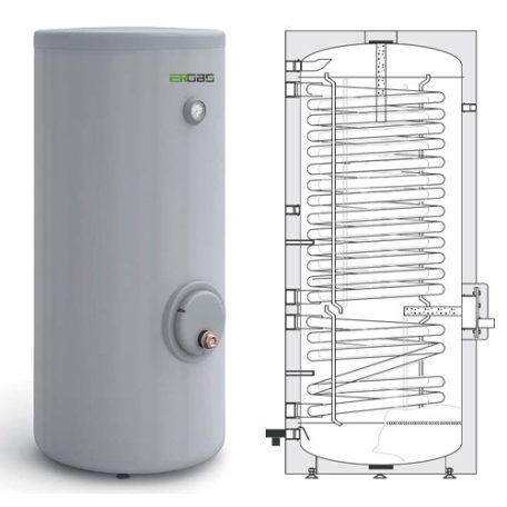 Heizer indirekt tároló SOH-203 200l, 2db emelt felületű hőcserélővel