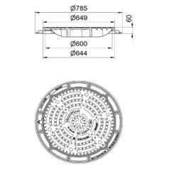   Csatorna fedlap ÖV. kör alakú aknafedlap EURO C (C-250)  víznyelőrácsos 600mm-es 893063