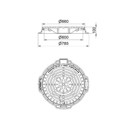 Csatorna fedlap ÖV. kör alakú aknafedlap EURO D (D-400)  víznyelőrácsos 600mm-es 89468616