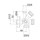 Mofém kombinált sarokszelep 1/2"-3/4"-3/8" 150252800