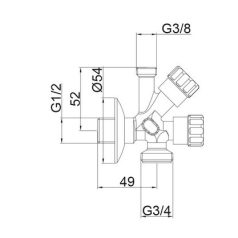   Mofém kombinált sarokszelep 1/2"-3/4"-3/8" 150252800