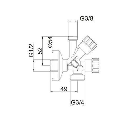 Mofém kombinált sarokszelep 1/2"-3/4"-3/8" 150252800
