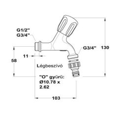   Mofém kifolyószelep gyorscsatlakozási lehetőséggel, légbeszívóval 1/2" 162-0007-00