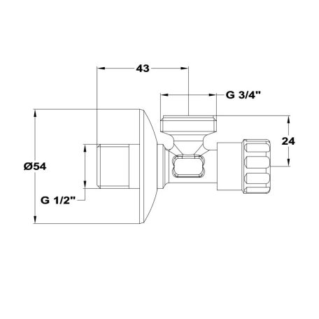 Mofém mosógéptöltő sarokszelep 1/2"-3/4" 163-0014-00