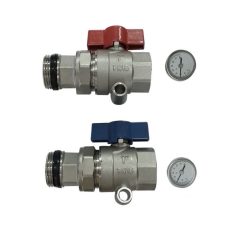   Osztóhoz 1" egyenes golyóscsap szett (2db) KB+hollandi hőmérővel