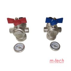   Osztóhoz 1" sarok golyóscsap szett (2db) KB+hollandi hőmérővel