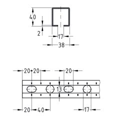 MÜPRO MPC-szerelősín 38/40/2,0 3040mm, horganyzott 129945
