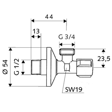 Schell Comfort mosógép csap 1/2"-3/4" 33000699