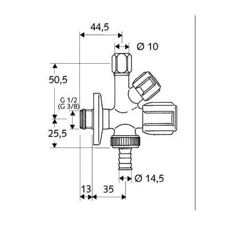 Schell Comfort sarokszelep kombinált 1/2"-3/8"-3/4" 35510699