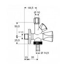 Schell Sanland sarokszelep kombinált 1/2"-3/8"-3/4" 970160000