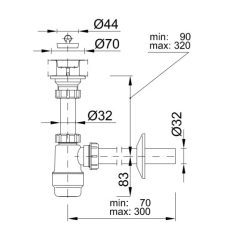 Styron 533 búraszifon leeresztőszeleppel 5/4" D32