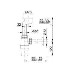   Styron 535-32 Piszoár szifon excenteres alsókifolyású D32