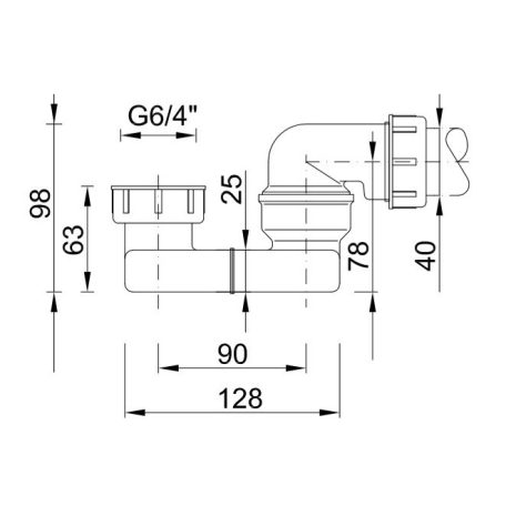 Styron 536-3 zuhanytálcaszifon lapos 6/4" D40
