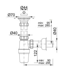   Styron 538-2 búra mosogatószifon 1 medencés leeresztőszeleppel 6/4" D40