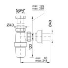 Styron 538-3 búra mosogatószifon 1 medencés leeresztőszelep nélkül 6/4" D40