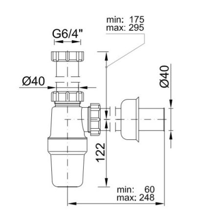 Styron 538-3 búra mosogatószifon 1 medencés leeresztőszelep nélkül 6/4" D40