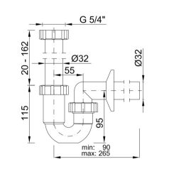   Styron 638-32 Csőszifon leeresztőszelep nélkül 5/4" D32