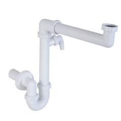   Styron 641 helytakarékos csőszifon egymedencés mosógépcsatlakozóval leeresztőszelep nélkül 6/4" D40