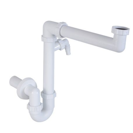 Styron 641 helytakarékos csőszifon egymedencés mosógépcsatlakozóval leeresztőszelep nélkül 6/4" D40